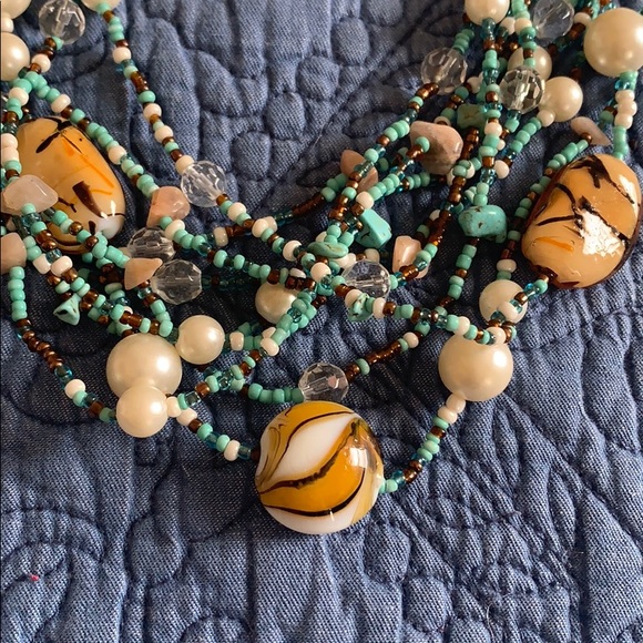 Pretty Multi Strand Necklace with Tiger Eye beads - Picture 2 of 3